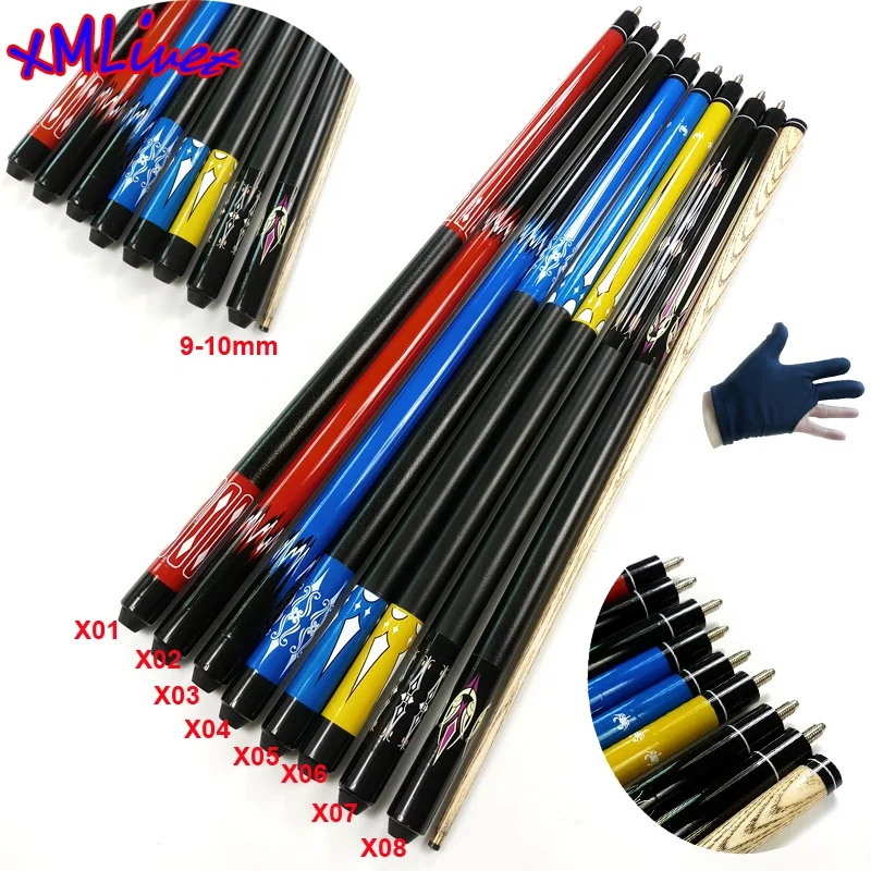 

xmlivet 9-10mm Tip 2-Piece Pool Billiards Cues/Oak wood snooker cue Stick colorful Decals Design cue sticks can customize China, Like the picture show