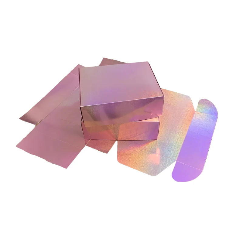 

Holographic Pink Hologram Mail Box Cosmetic Packaging Box Glitter Lash Packaging Holograph Box Rose Gold Art Paper GJY-CB-147