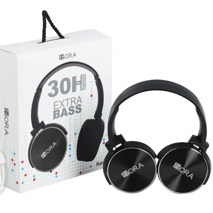 

1 HORA Audifonos Inalambricos Headphone 5.0 Extra Bass Duracion 30 Hrs negro para telefonos y otros dispositivos