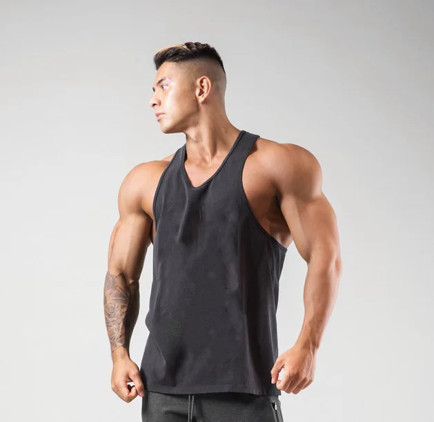 

Gym Clothing Compression Vest Fitness Mens Cotton Bodybuilding Tank Top Muscle Singlet Workout Sleeveless Shirt, As picture