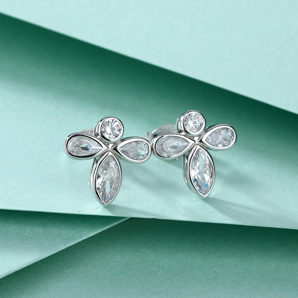 

Wholesale Earring Studs Flower Shaped Marquise Cut 3.5*7mm Non Fading Women Earrings Studs 925 Silver