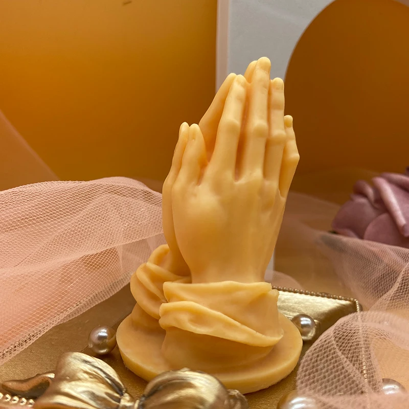 

B-1071 Hands folded prayer scented candle silicone mold palm-shaped plaster decoration mold praying candle mold