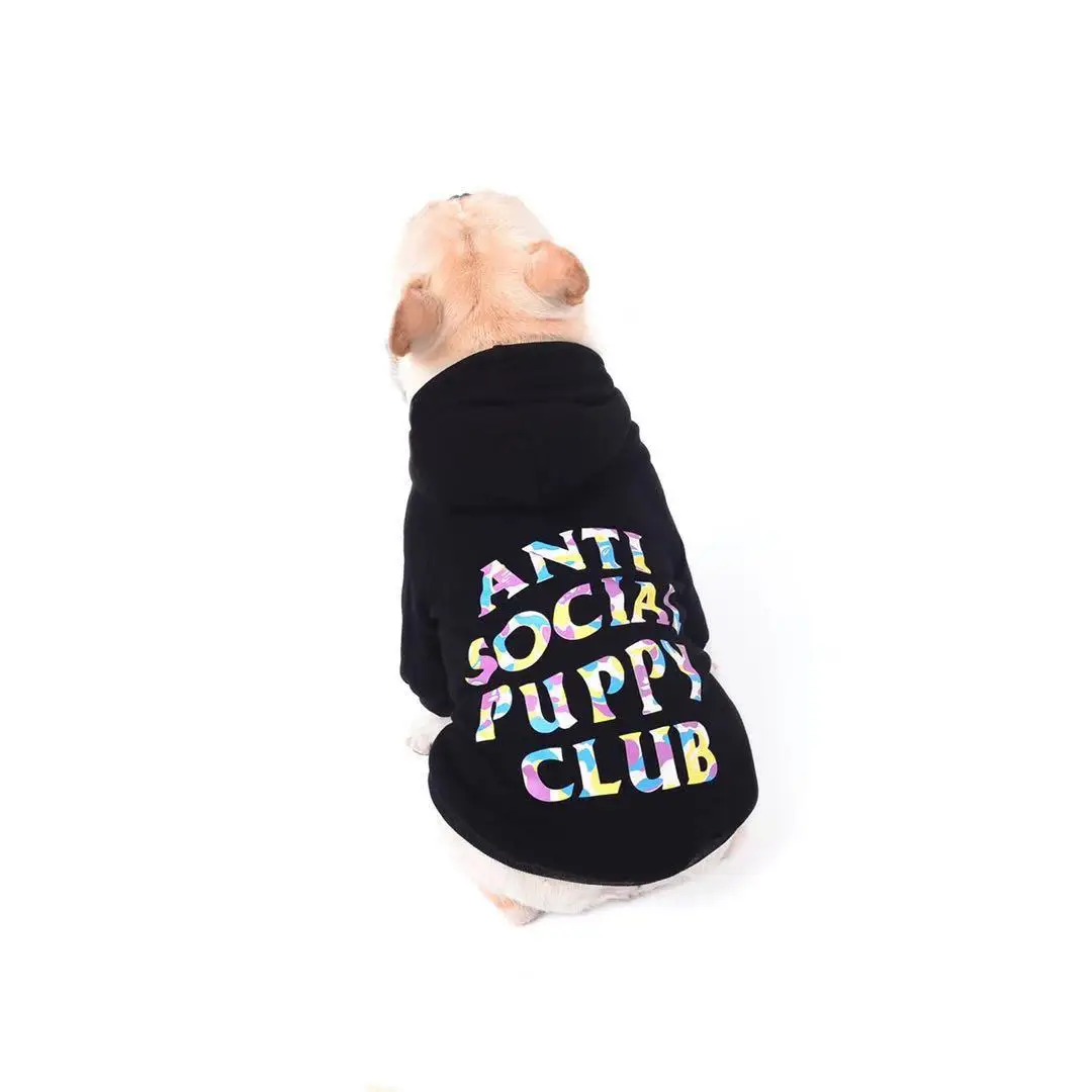 

Spring and Autumn Winter Dog Hooded Sweater Print Letter Manufacturers Warm Two-legged Clothes Cat Teddy Pet Clothing