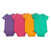 

Short Sleeve 100% Cotton Colorful Knit Baby Rompers