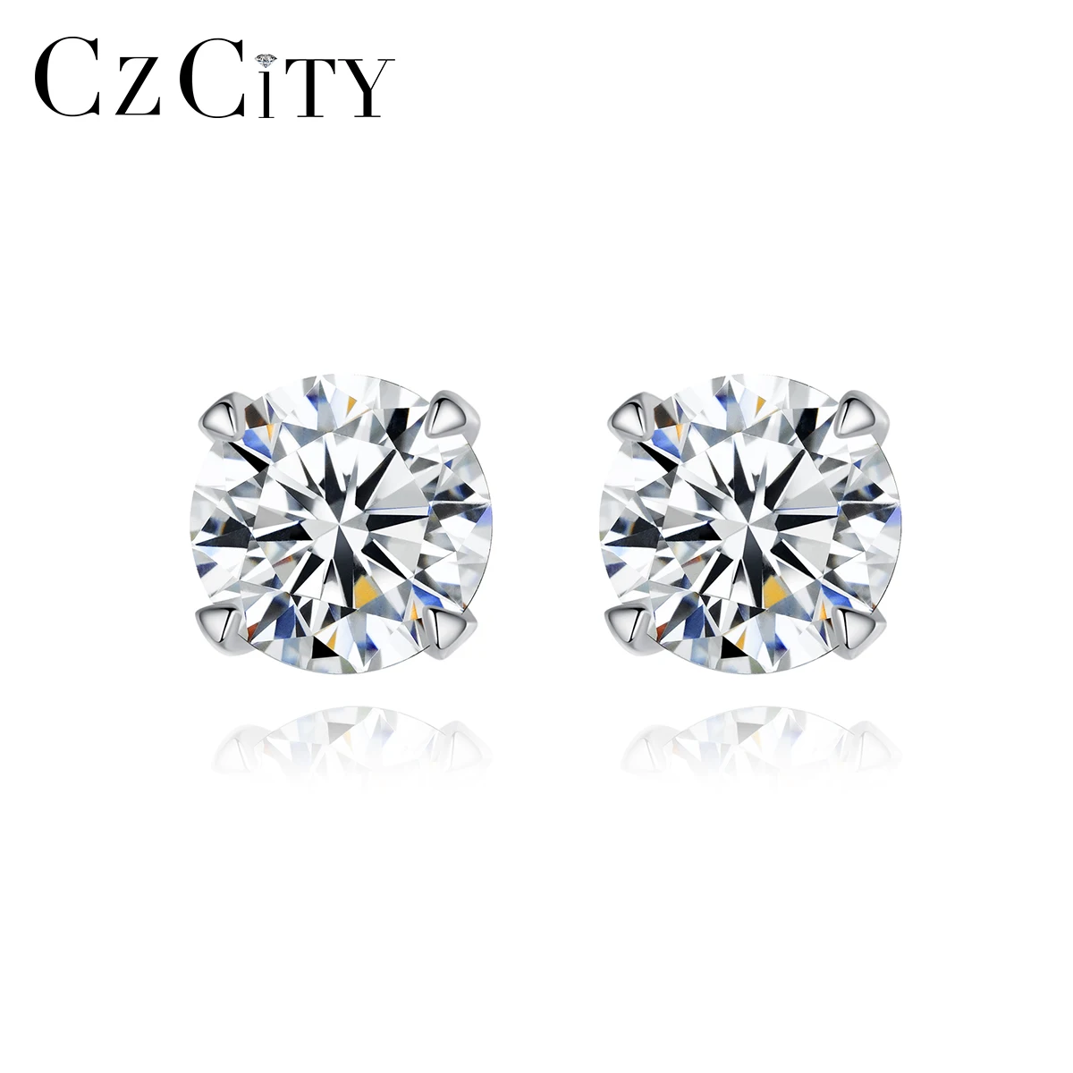 

CZCITY One Cart Moissanite Stud Earrings Jewelry CZ Diamond Moissanite Stud Earrings For Women
