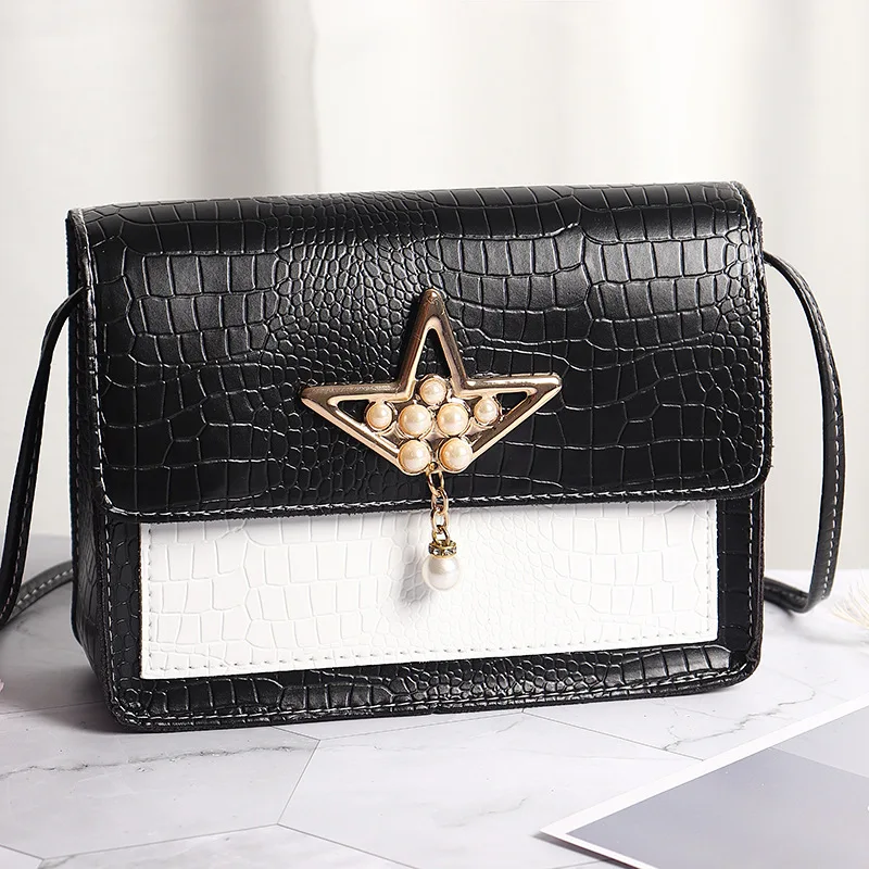 

2020 Fashion bags women casual shoulder bag Splicing messenger leather bag wholesale, Accept customized color