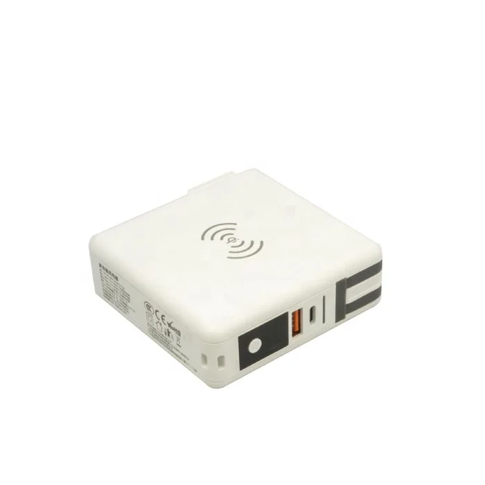 

TOYOUMI USB-c wall charger qi wireless power bank travel charger for smart phone, Black white