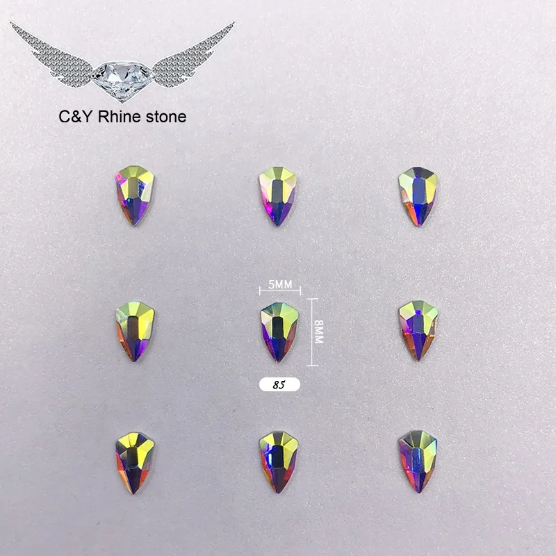 

Crystal AB 5x8mm Shield Shape Shaped Flatback Flat Back Rhinestone Rhinestones Nail Art