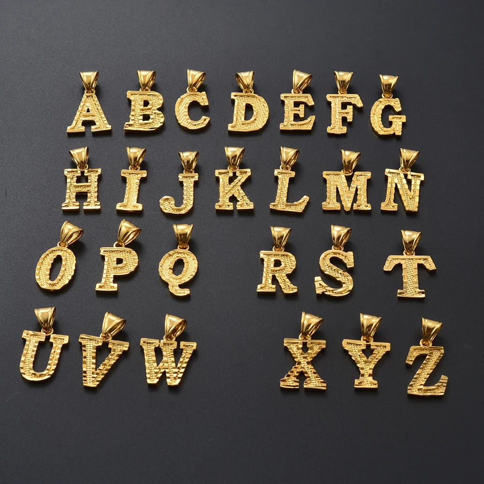 Artilady 18 K Gold Plated Stainless Steel Initial English Alphabet 26