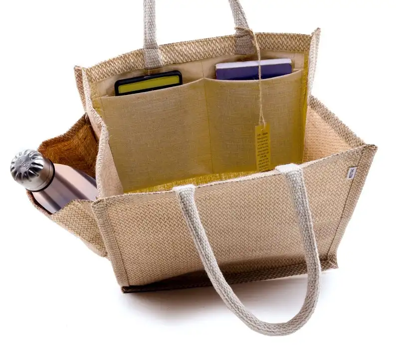 

Customized Reusable Hemp Jute Grocery Burlap Tote Bag Shopping Bag With Good Quality, Customized color