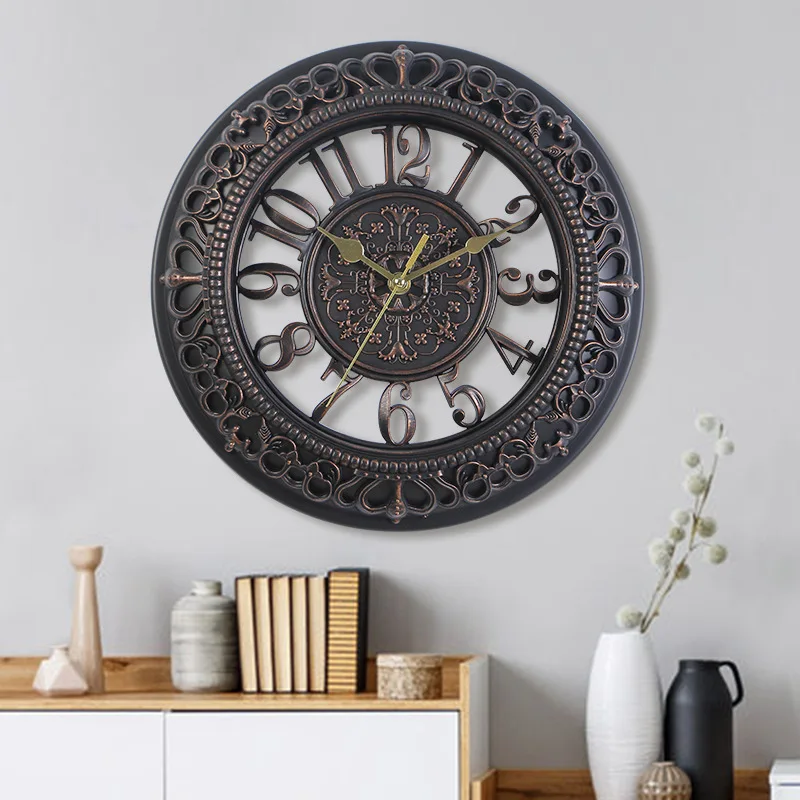 

Antique European Home Decoration 12 inch plastic wall clocks antique living room, Picture