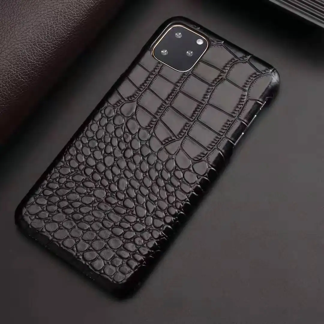 For Iphone 11 Leather Back Case Original Design Crocodile Leather 
