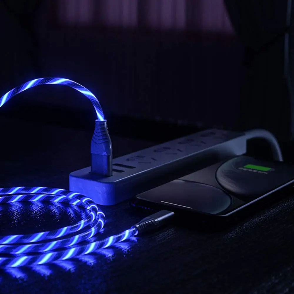 

LED Type-C Phone Charging Cable USB C Flowing Light UP USB Charger Sync Data Cords Compatible with Samsung, Customized