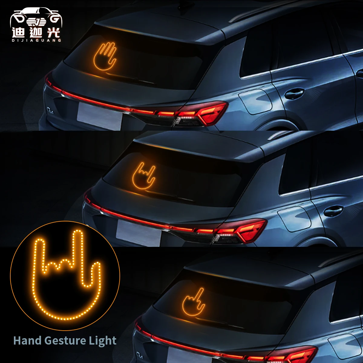 

LED Illuminated Hand Gesture LED Light Car Finger Light with Remote Christmas Gift Road Rage Signs Middle Finger Gesture Light