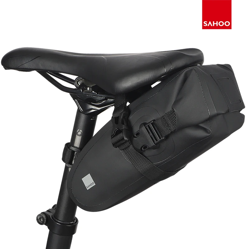 SAHOO 131363-SA Bicycle Saddle Bag Rain Proof Bike Seat Post Pannier Reflective Cycling Storage Tail Pouch Rear Dry Pack