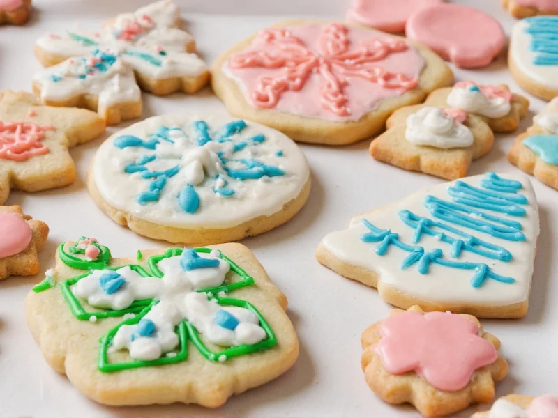 Decorated sugar cookies with colorful homemade icing designs