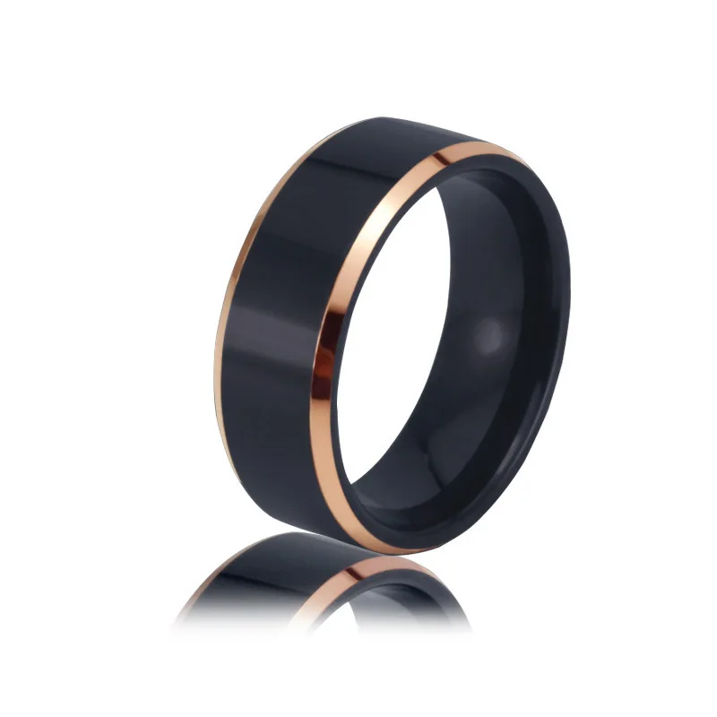 

selling jewelry fashion black bevel gold b ring