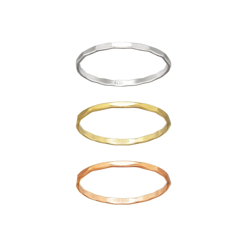 Hot 925 Sterling Silver Hammered Stacking Ring for Women Men Jewelry