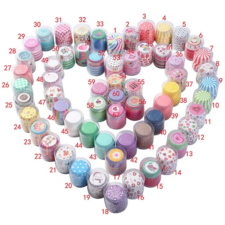 

100Pcs Muffin Cupcake Paper Cups Cupcake Liner Baking Muffin Box Cup Case Party Tray Cake Decorating Tools Birthday Party Decor, Multi color