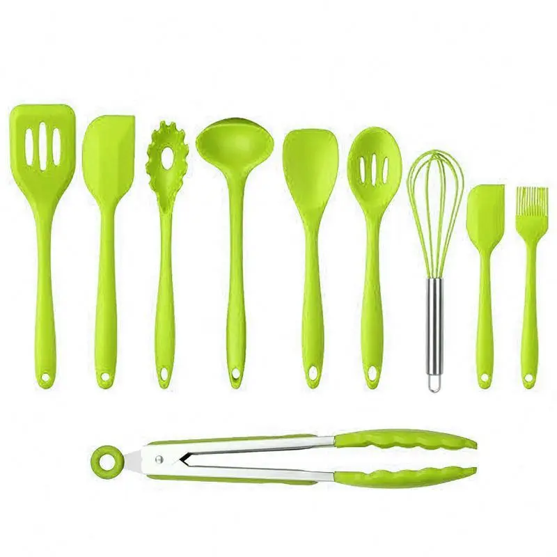 

Easy wooden silicone kitchenware cooking utensils clip set with holder