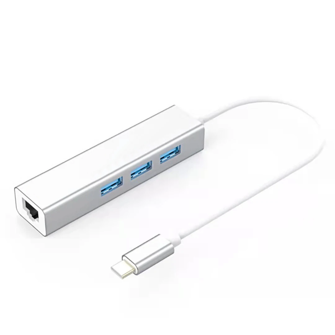 

USB-C network card 3-port USB hub extender C type to RJ45 external network port boxed For mac book External network ports