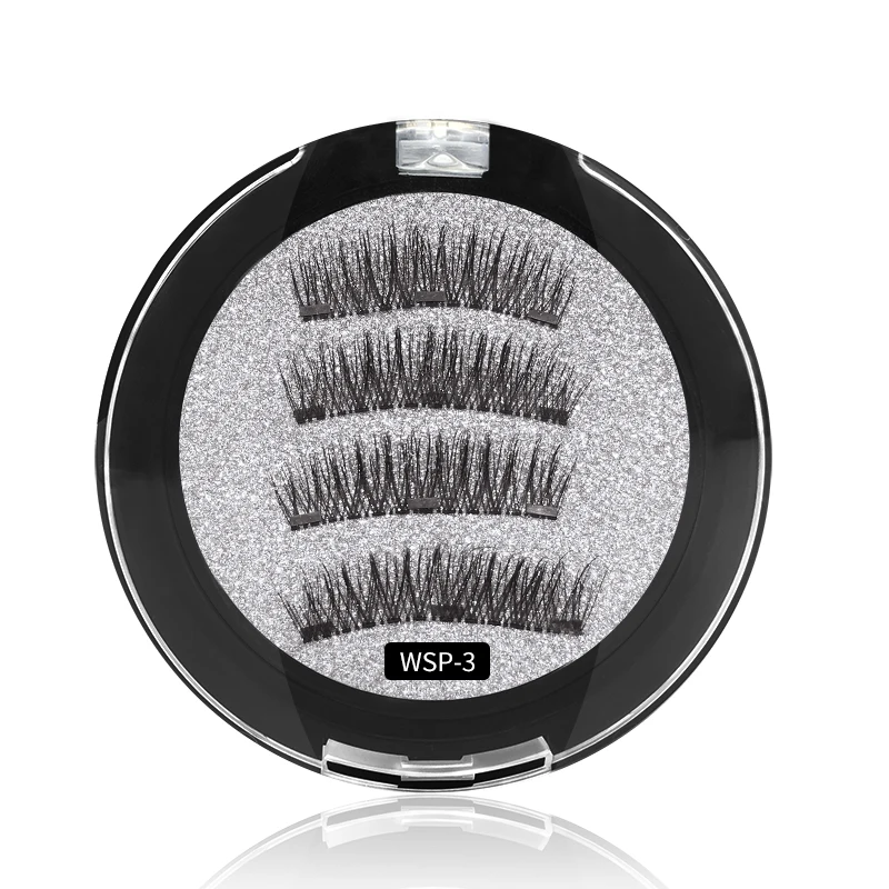 

Handmade Synthetic Fibers Magnet Reusable Magnetic Lashes With Magnetic Eyeliner Premium Magnetic Cluster Lashes, Natural black