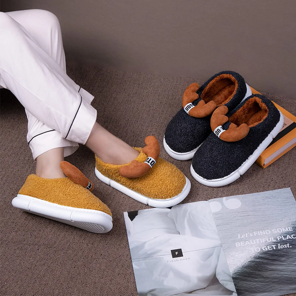 

Warm Winter Slippers Indoor Cute Plush Deer Shoes Cartoon Non-slip Home Cotton increased Children Ladies and Men, 1pairs