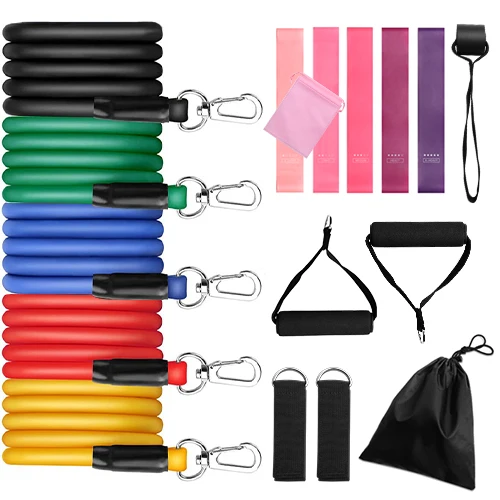 

Home Fitness Gym Latex Band Set 11Pcs Resistance Tube With Handles Multifunction Training Bar Tube Band, Mix