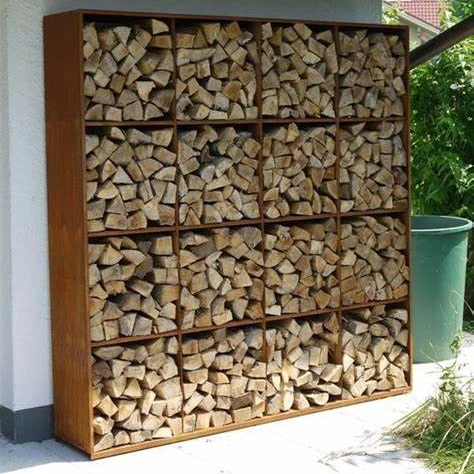 

Black Decorative Metal Outdoor Indoor Log Bin Storage for Fireplace Firepit and Wood Stove Firewood Cut Wood Rack Holder, Black/silver