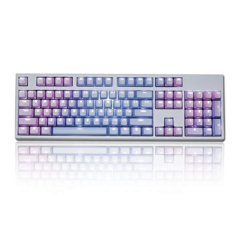 

104keys pbt dye sublimation doubleshot previous to light rainbow ice blue keycaps set for mechanical keyboard