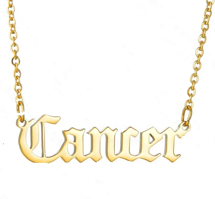

Customised Name Pendant Stainless Steel Necklace Zodiac Sign Gold Link Chain Necklace Personalized Wholesale Gift