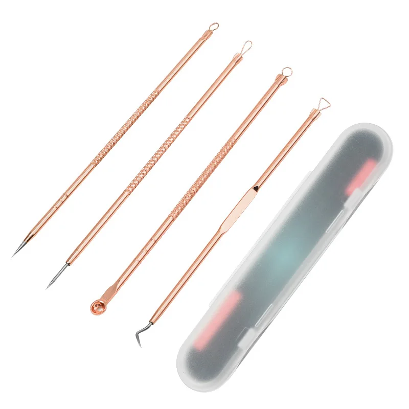 

Low price wholesale facial care acne removing needle 4-piece set, Rose gold