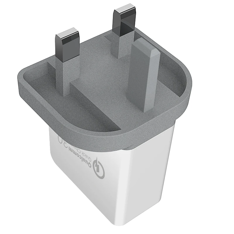 
Wholesale phone charger head qc3.0 fast charging head black/white usb phone charger head for UK 