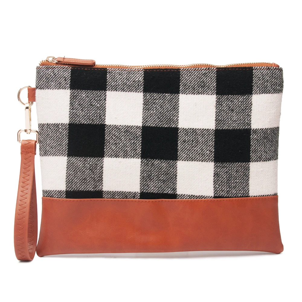 

New classic fashion Wholesale Blanks Buffalo Plaid Red Wristlet Bag Black And White Plaid Clutch Bag Buffalo Plaid Pouch DOM139