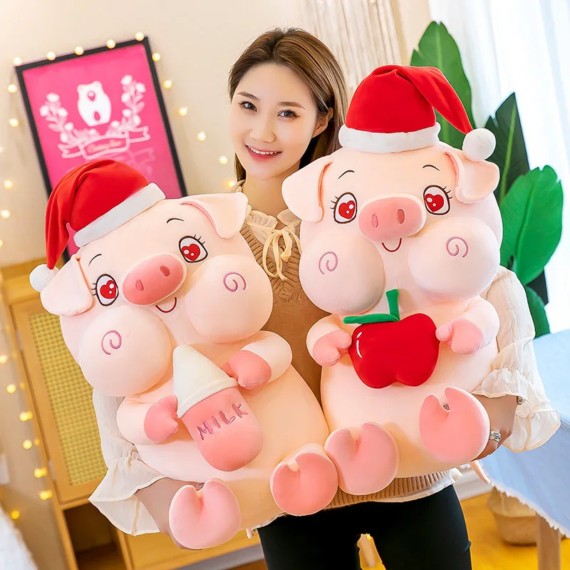 

Christmas Gift Animal Milk Bottle Stuffed Cartoon Pig Plush Toy