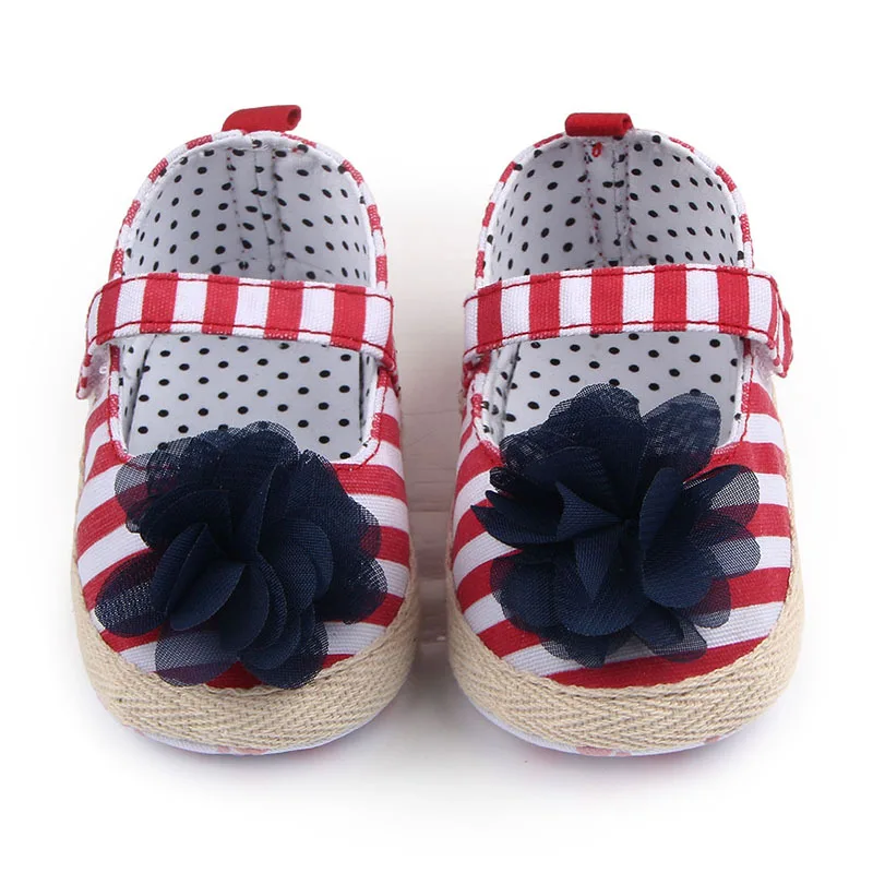 

Plum Flower Blue Striped Hook & Loop Toddler Shoes for Girls