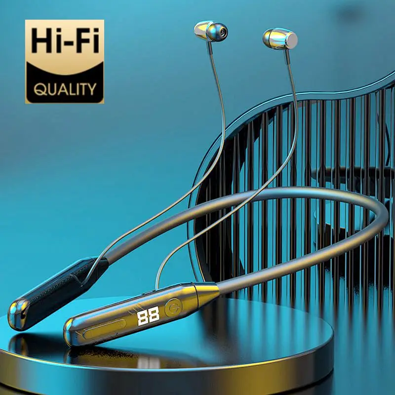 

New 619 Neck band Headset Long Working Time Led Display Earphones HiFi Bass Stereo Bt Boat Sports Neckband Wireless