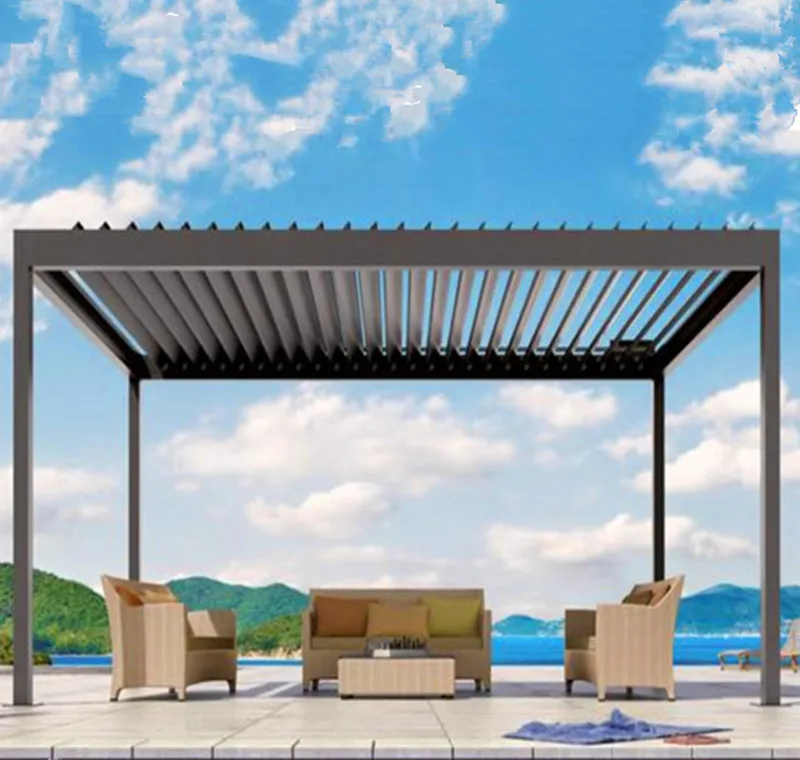 

waterproof outdoor Aluminum garden pavilion remote control moonlight awning LED gazebos Aluminum Pergola Gazebo