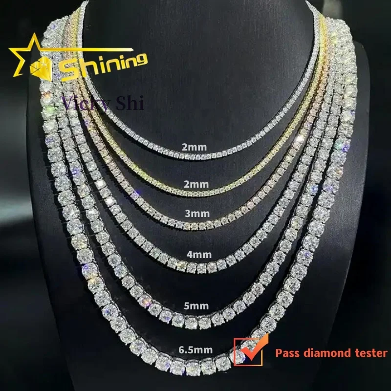 

Wholesale Price 925 Silver Pass Diamond Tester 2mm 3mm 4mm 5mm 6.5mm Moissanite Tennis Bracelet & Necklace