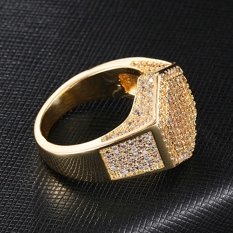 

European And American Men's Hexagonal Hip Hop Diamond Rings Unisex Jewelry Rings