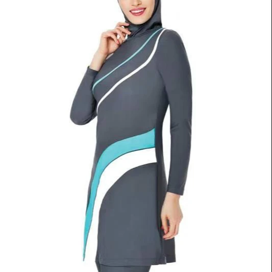 

MOTIVE FORCE Full Cover Modest Tankini Special for Islamic Swimming Costumes for Middle East Muslim Country, Grey