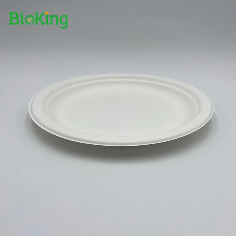 

BioKing Best selling Eco friendly disposable sugarcane pulp earthern duktig disposible wedding Square Plate, Bleached;unbleached