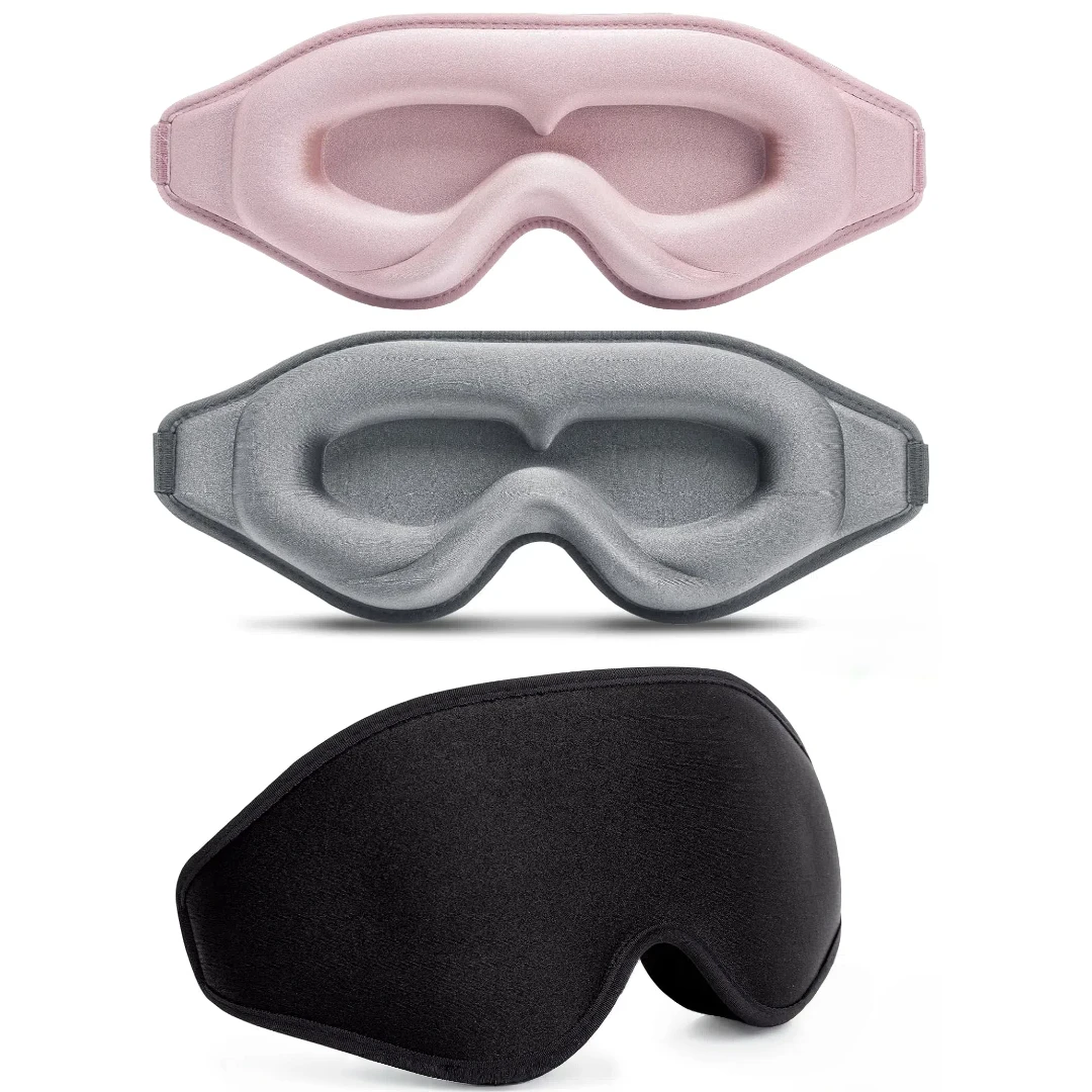 3D Pink Sleepwear Eye Mask Sleeping Reusable 100% Blackout Satin Eye Cover Deep Eyelash Extension Blindfold for Men and Women