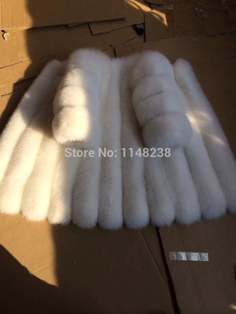 Custom Womens  Thick Warm Blue Fox Real Fur Coat Thick Jacket 2021 Winter Warm O-Neck Natural Fur women clothes