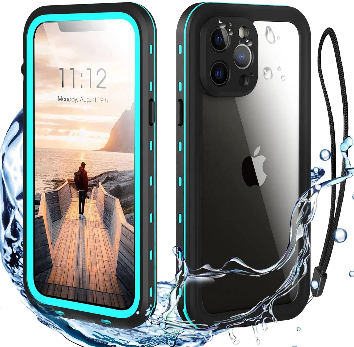 

For iPhone 13 12 Waterproof Case Built in Screen Protector Full Sealed Cover Anti-Scratch Shockproof Dustproof IP68 Phone Cover, 2 colors