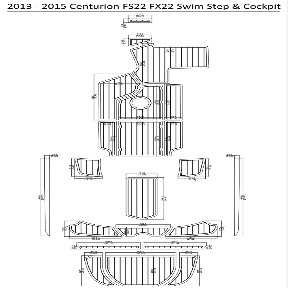 

2013-2015 Centurion FS22 FX22 Swim Step & CockpitPad Boat EVA Teak Decking 1/4" 6mm