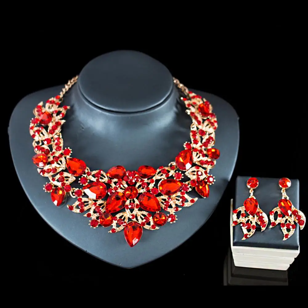 

LAN PALACE dubai jewelry set for engagement necklace and earrings six colors