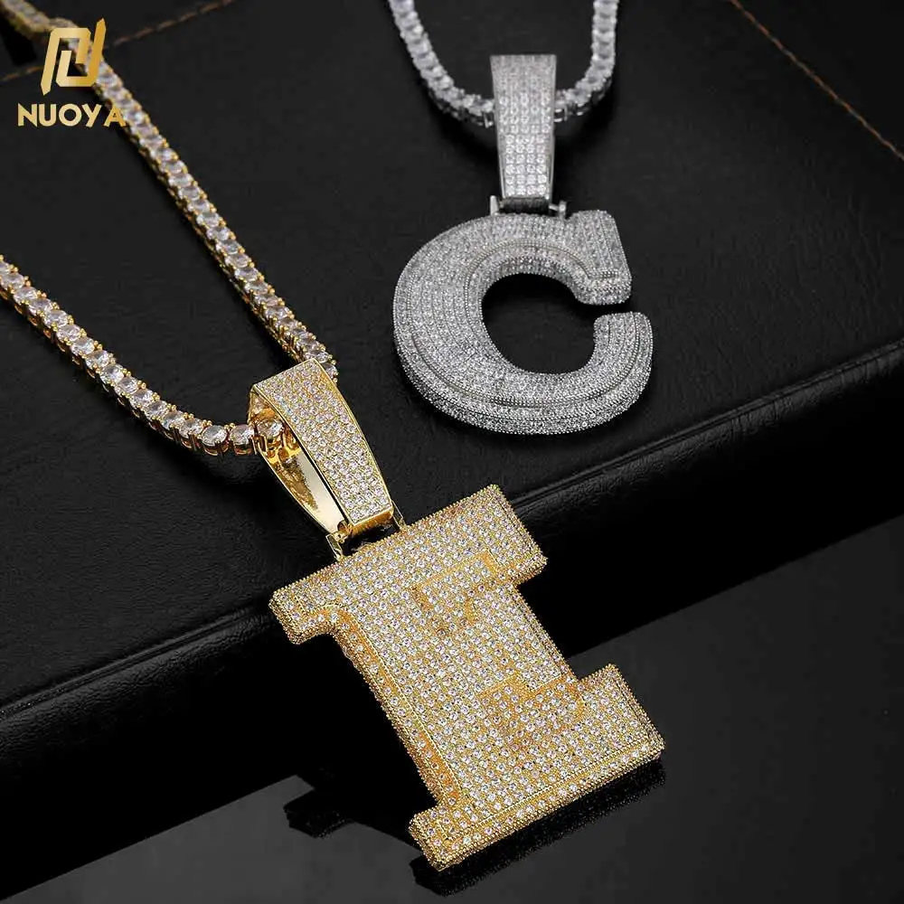 NUOYA New Style Capital Full Zircon Letter Custom Iced Out Pendants Charms Diamond Pendant Custom Hip Hop Jewelry