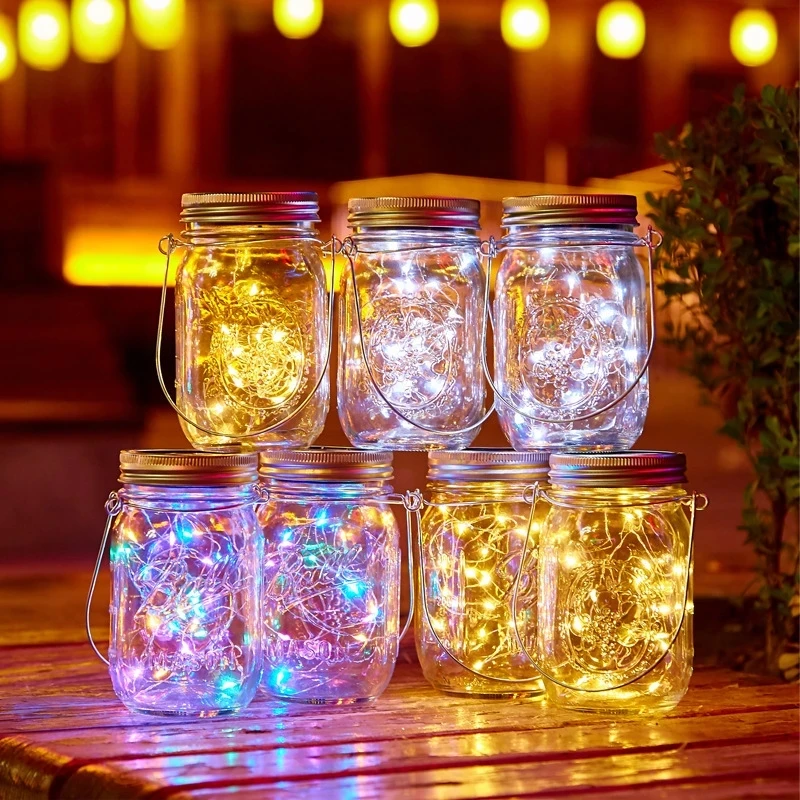 Garden decor outdoor waterproof solar powered fairy lights for mason jars mason jar lights lighting