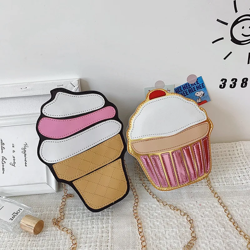 

wholesale personality princess girls fashion ice cream cake shape crossbody bag chain purses handbags kids